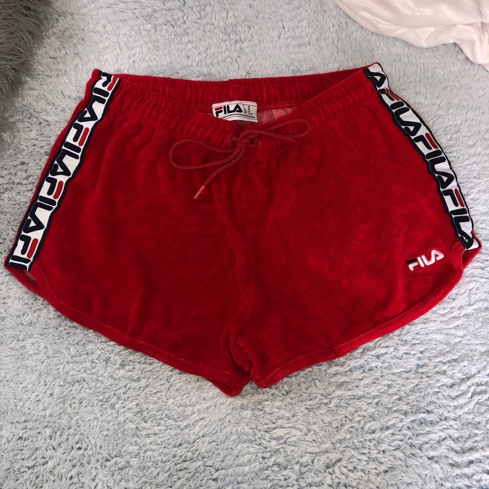 FILA red terry cloth shorts